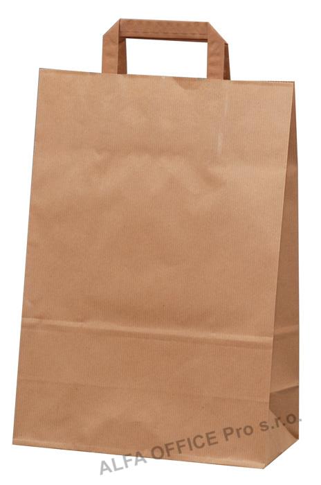 Tašky papírové plochá ucha - hnědá / 230 x 100 x 320 mm