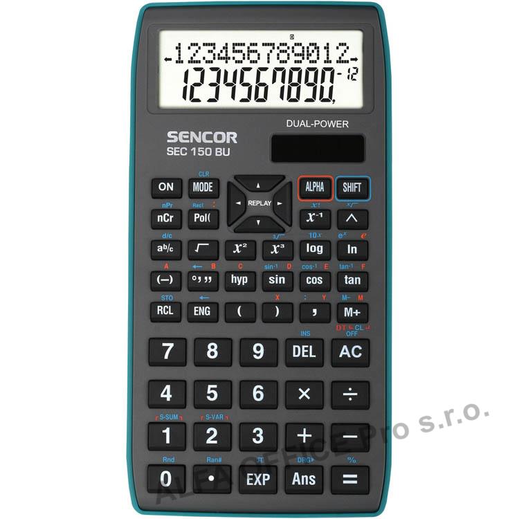 Kalkulačka Sencor SEC 150 BU vědecká displej 10+2 míst / černomodrá