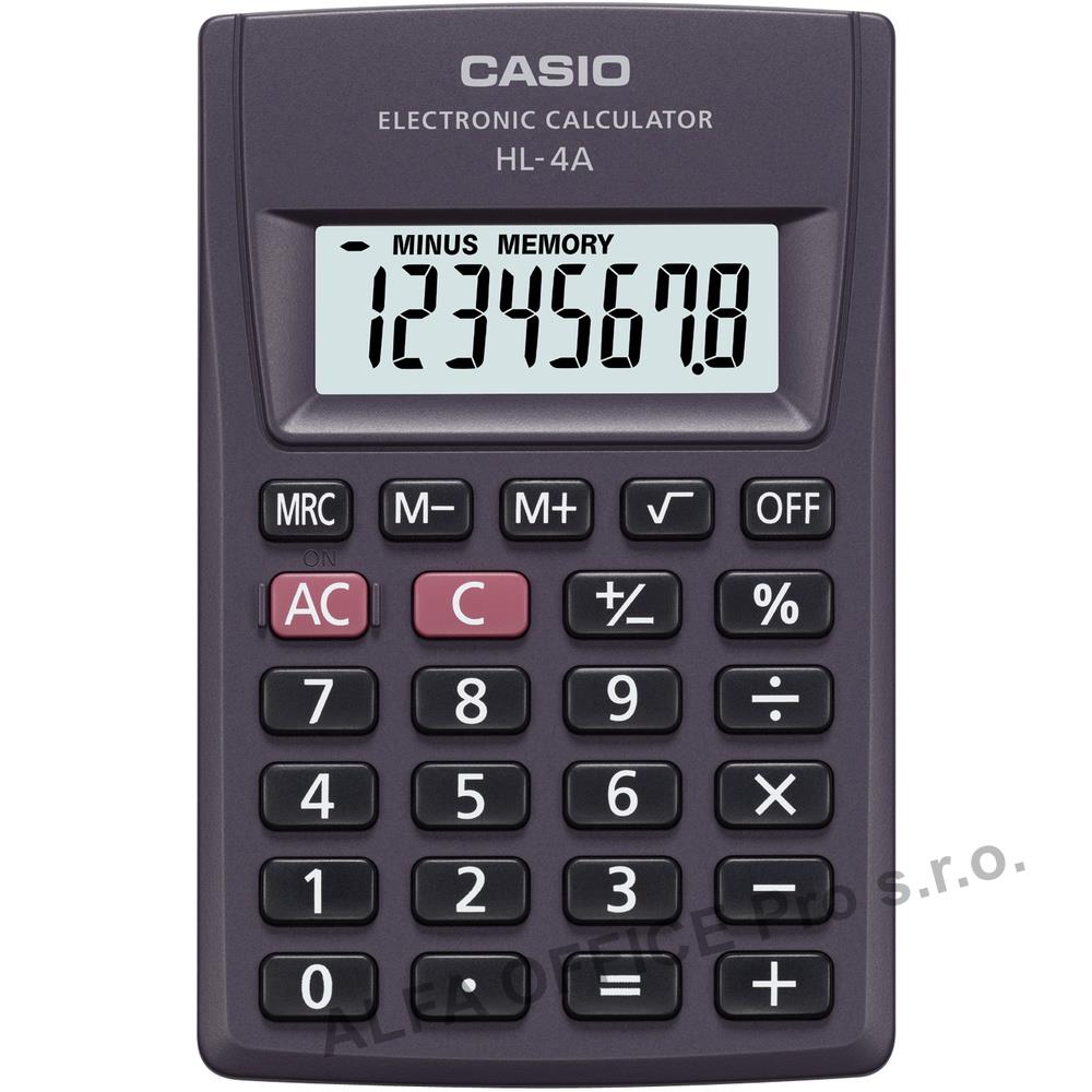 Kalkulačka Casio HL4A kapesní displej 8 míst