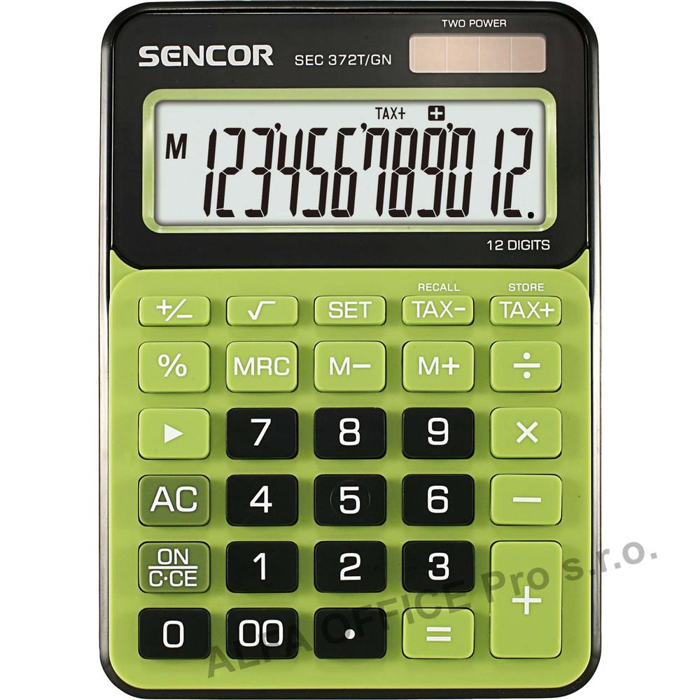 Kalkulačka Sencor SEC 372T displej 12 míst / zelená