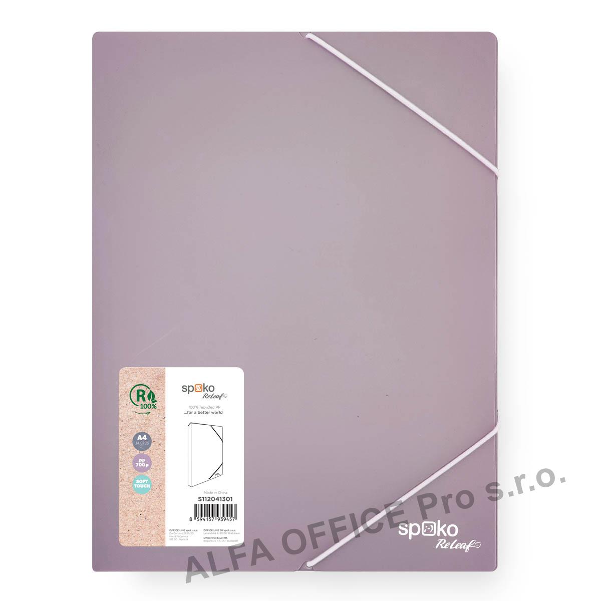 Box na spisy A4 Spoko ReLeaf Soft touch s gumou - levandulová