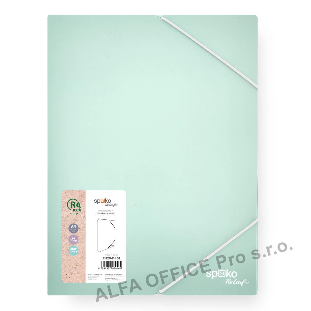 Box na spisy A4 Spoko ReLeaf Soft touch s gumou - mentolová