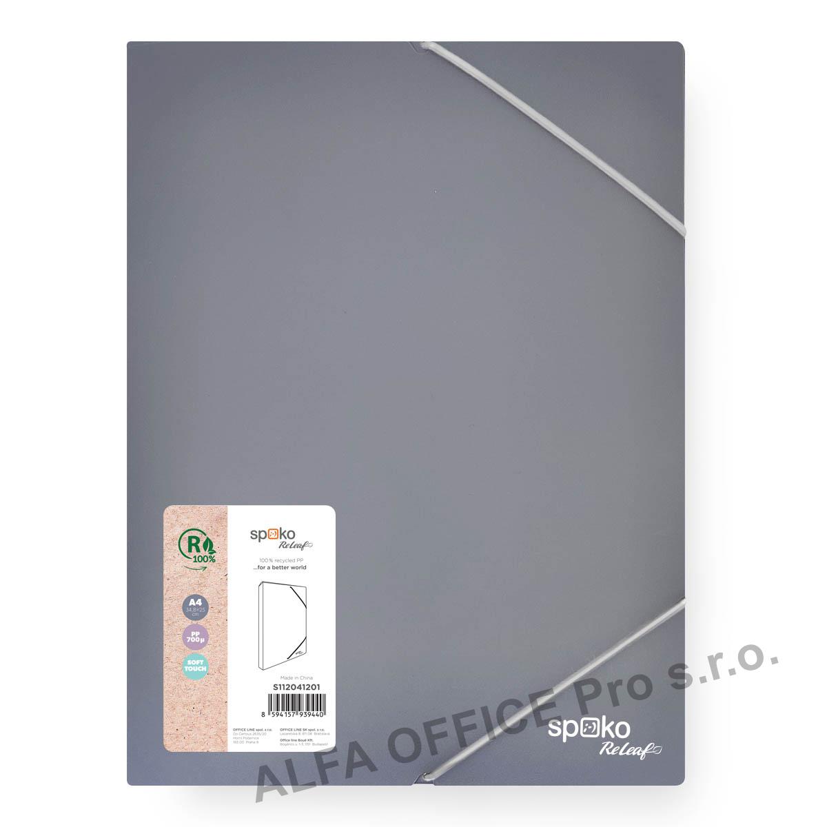 Box na spisy A4 Spoko ReLeaf Soft touch s gumou - šedomodrá