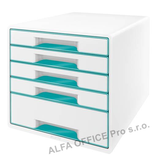 Zásuvkový box Leitz WOW - 4+1 zásuvky / tyrkysová