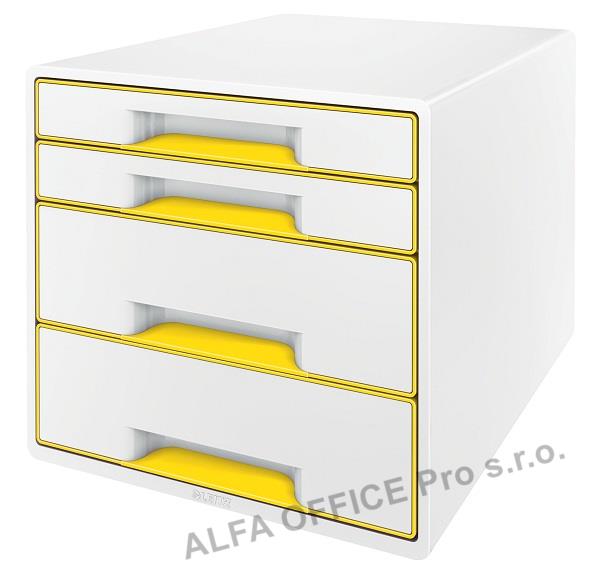 Zásuvkový box Leitz WOW - 2+2 zásuvky / žlutá