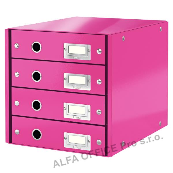 Zásuvkový box Leitz Click & Store - 4 zásuvky / růžová