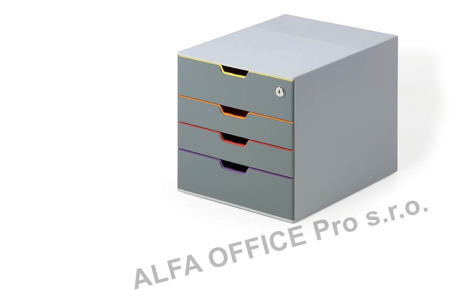 Zásuvkový box VARICOLOR® SAFE - 4 zásuvky + zámek / šedá