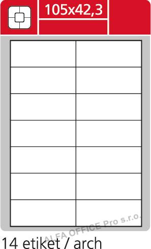 Print etikety A4 pro laserový a inkoustový tisk - 105 x 42,3 mm (14 etiket / arch ) / sním