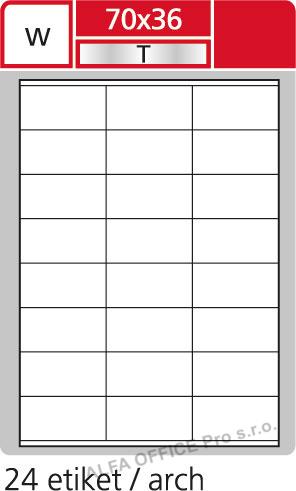 Print etikety A4 pro laserový a inkoustový tisk - 70 x 36 mm (24 etiket / arch ) / transpa