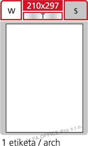 Print etikety A4 pro laserový a inkoustový tisk - 210 x 297 (1 etiketa / arch ) / transpar