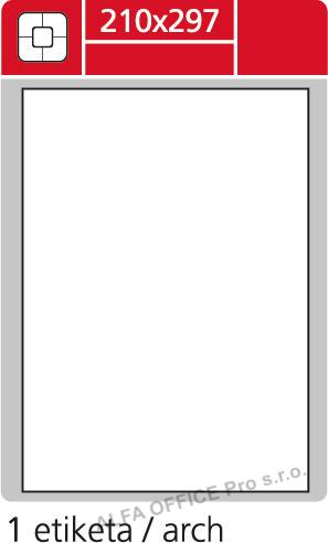 Print etikety A4 pro laserový a inkoustový tisk - 210 x 297 mm (1 etiketa / arch ) / leskl