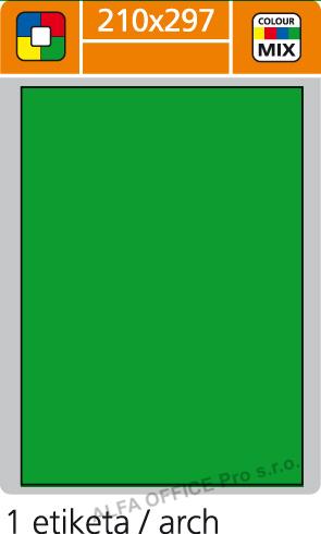 Print etikety A4 pro laserový a inkoustový tisk - 210 x 297 mm (1 etiketa/ arch) zelená