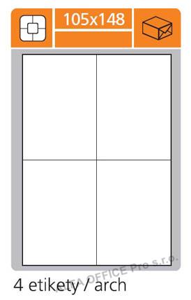 Print etikety A4 PLUS pro laserový a inkoustový tisk - 105 x 148 mm (4 etikety / arch)