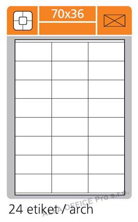 Print etikety A4 PLUS pro laserový a inkoustový tisk - 70 x 36 mm (24 etiket / arch)