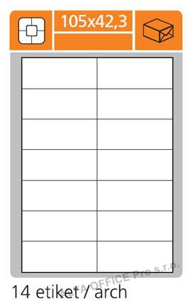 Print etikety A4 pro laserový a inkoustový tisk / 30 archů - 105 x 42,3 mm (14 etikety / a