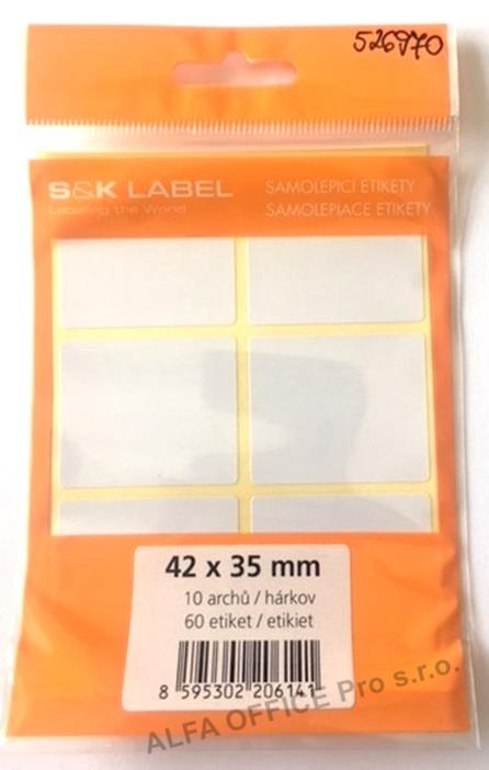 Samolepicí etikety v sáčku - 42 x 35 mm / 60 etiket