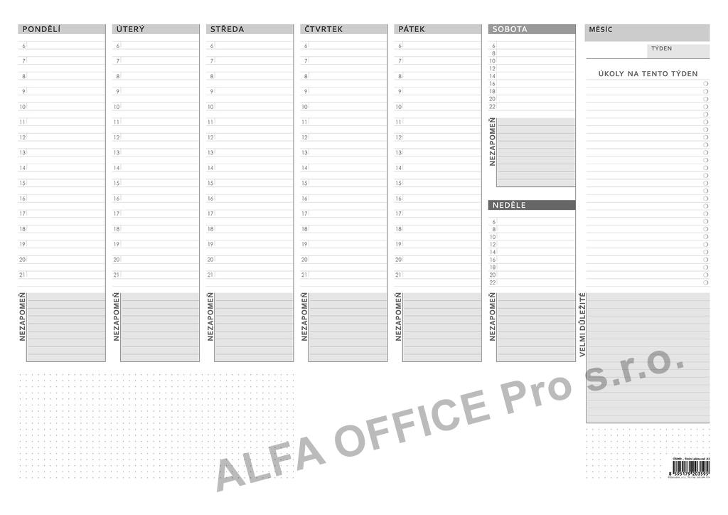 Plánovací týdenní stolní mapa - OS090 / A3