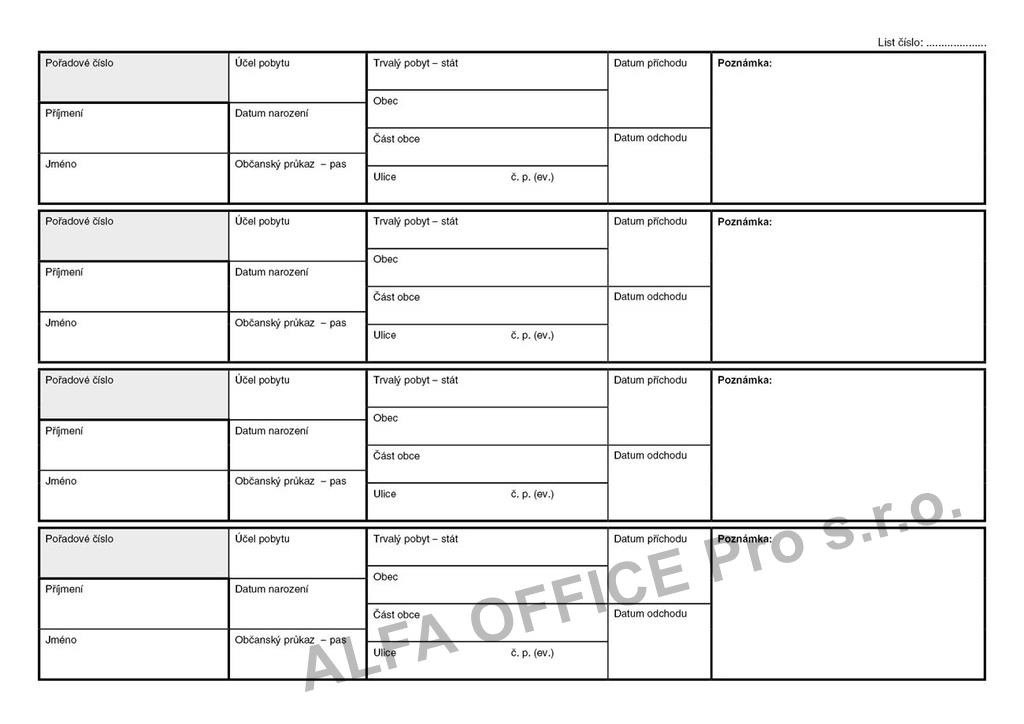 Ubytovací kniha Baloušek A4 / 40 stran / ET520