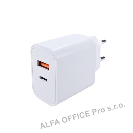 Nabíječka USB A+C 20W fast charger - bílá