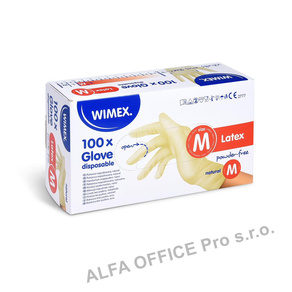 Ochranné rukavice latexové - nepudrované / velikost M / 100 ks