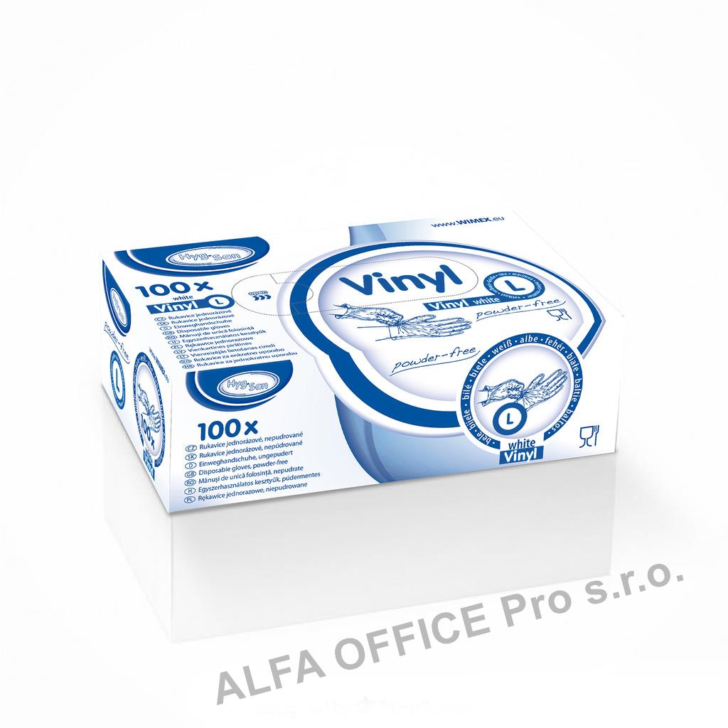 Ochranné rukavice vinylové - nepudrované / velikost L / 100 ks