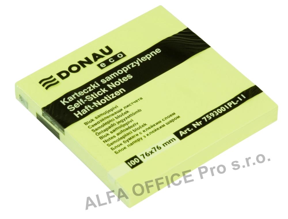 Samolepicí bloček Eco, 76 × 76 mm, 100 listů, žlutý