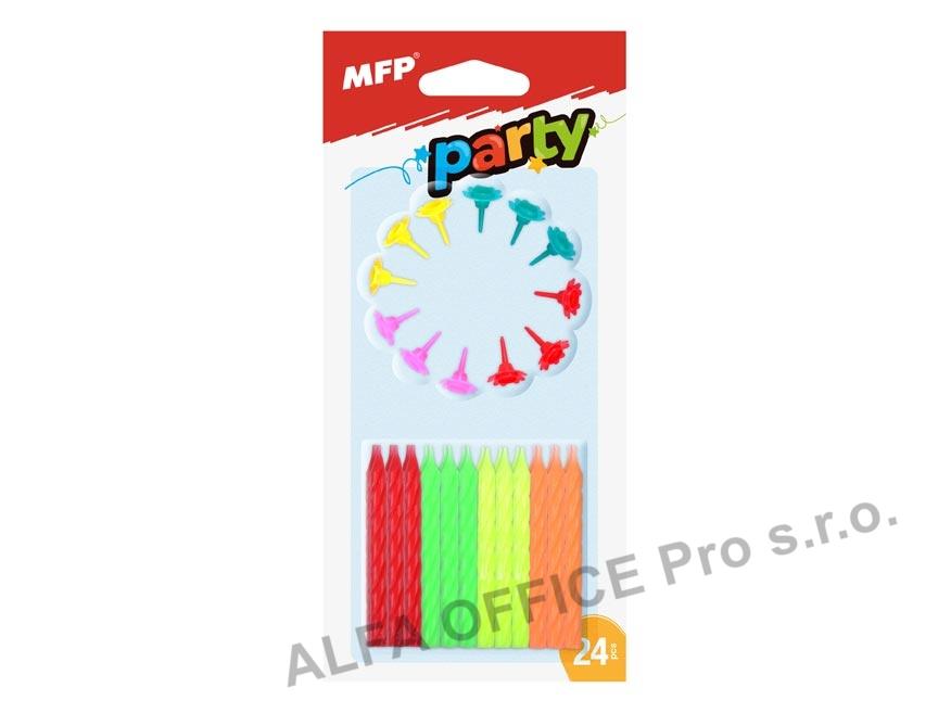 Svíčky dortové NEON - 24 ks