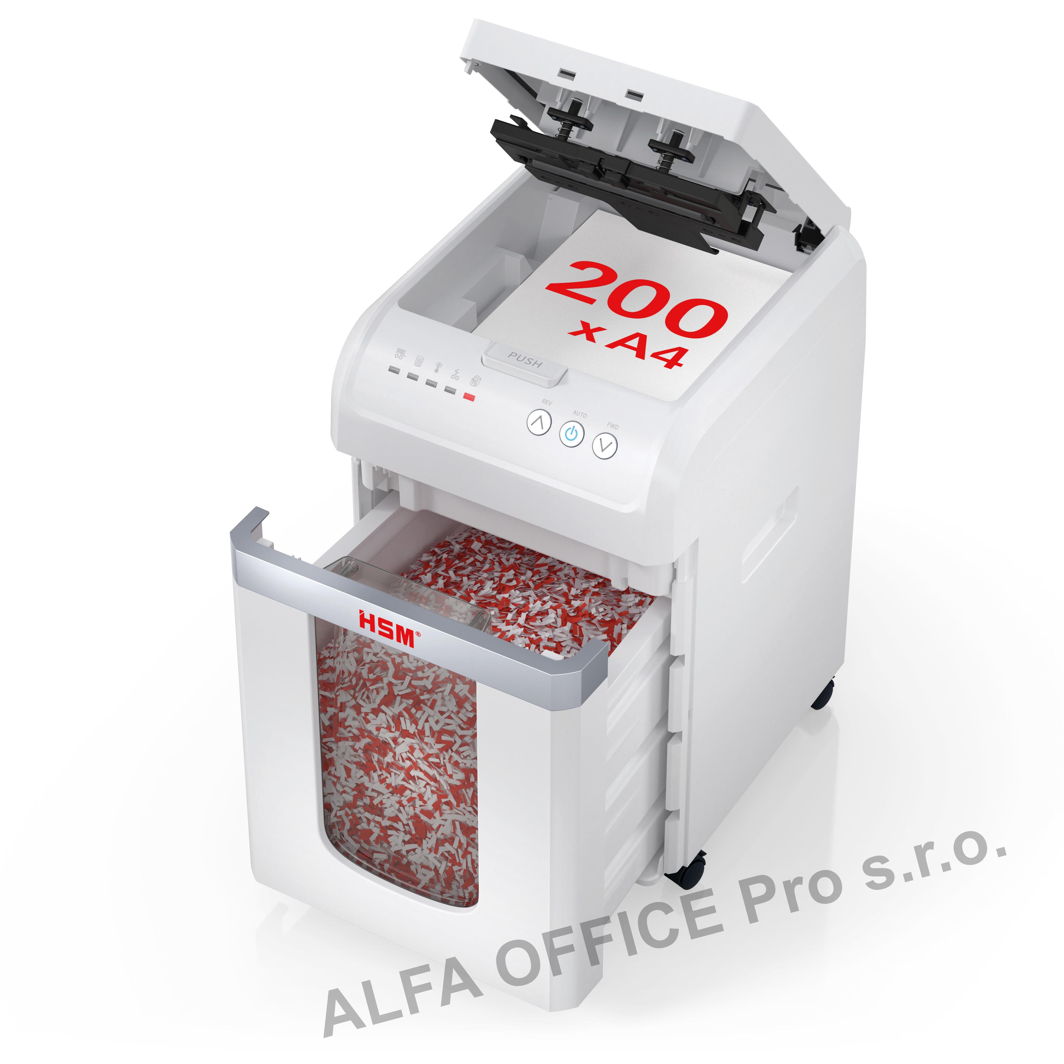 HSM Shredstar Autofeed X200 4x12 mm , stupeň utajení P-4 (příčný řez 4x12mm)