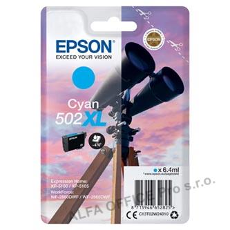 Epson originální ink C13T02W24010, 502XL, T02W240, cyan, 470str., 6.4ml, Epson XP-5100, XP