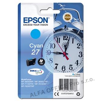 Epson originální ink C13T27024012, 27, cyan, 3,6ml, Epson WF-3620, 3640, 7110, 7610, 7620