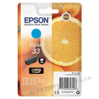Epson originální ink C13T33424012, T33, cyan, 4,5ml, Epson Expression Home a Premium XP-53