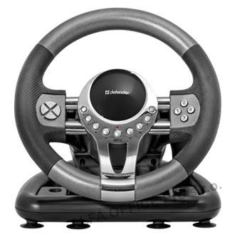 Volant Defender FORSAGE GTR, 12, USB, černo-šedý, s pedály, Windows 98/2000 / ME