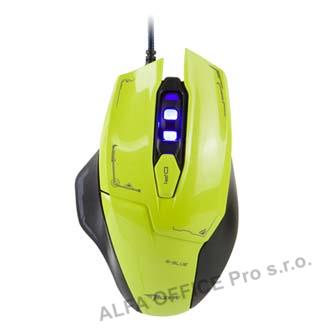  E-Blue Myš Mazer, 2500DPI, optická, 6tl., 1 kolečko, drátová USB, zelená, herní 