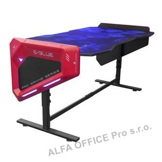 E-Blue Herní stůl EGT003BK, 165x88,5x64 cm, RGB podsvícení, výškově nastavitelný