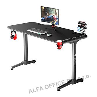 ULTRADESK Herní stůl FRAG - BLACK, 140x66 cm, 76 cm, s XXL podložkou pod myš, s