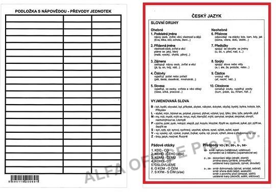 Podložka s nápovědou český jazyk A5 lamino