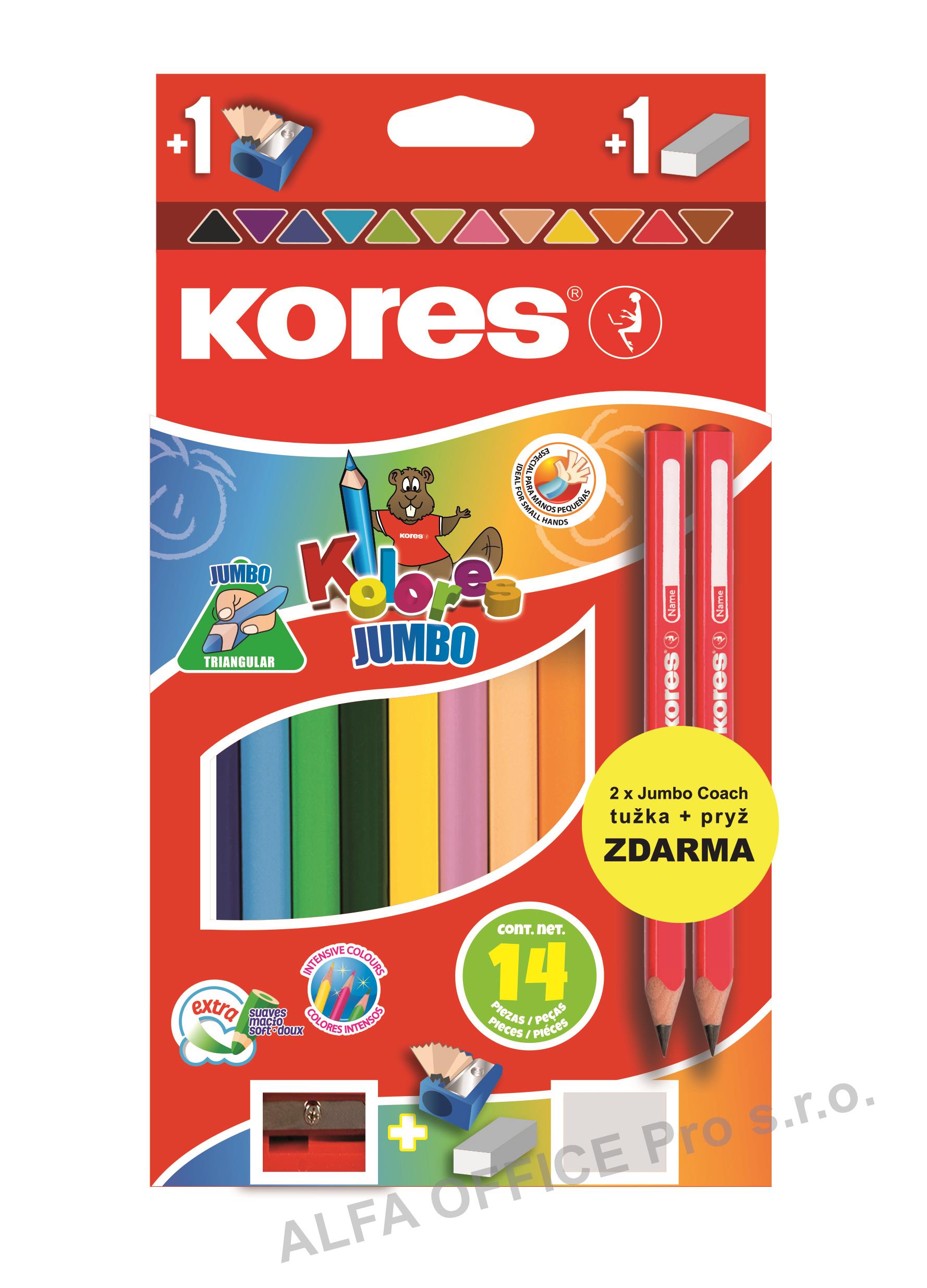 Pastelky Kores Kolores trojhranné / 12 barev / JUMBO