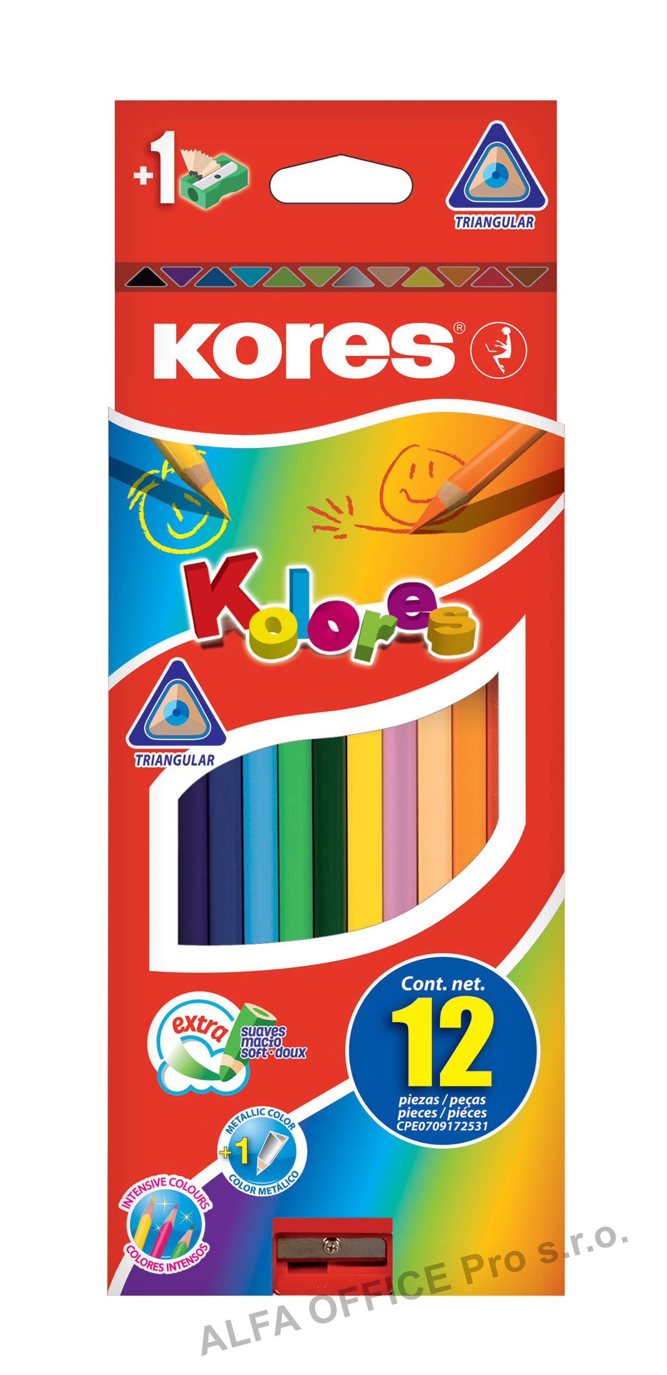 Pastelky Kores Kolores trojhranné / 12 barev