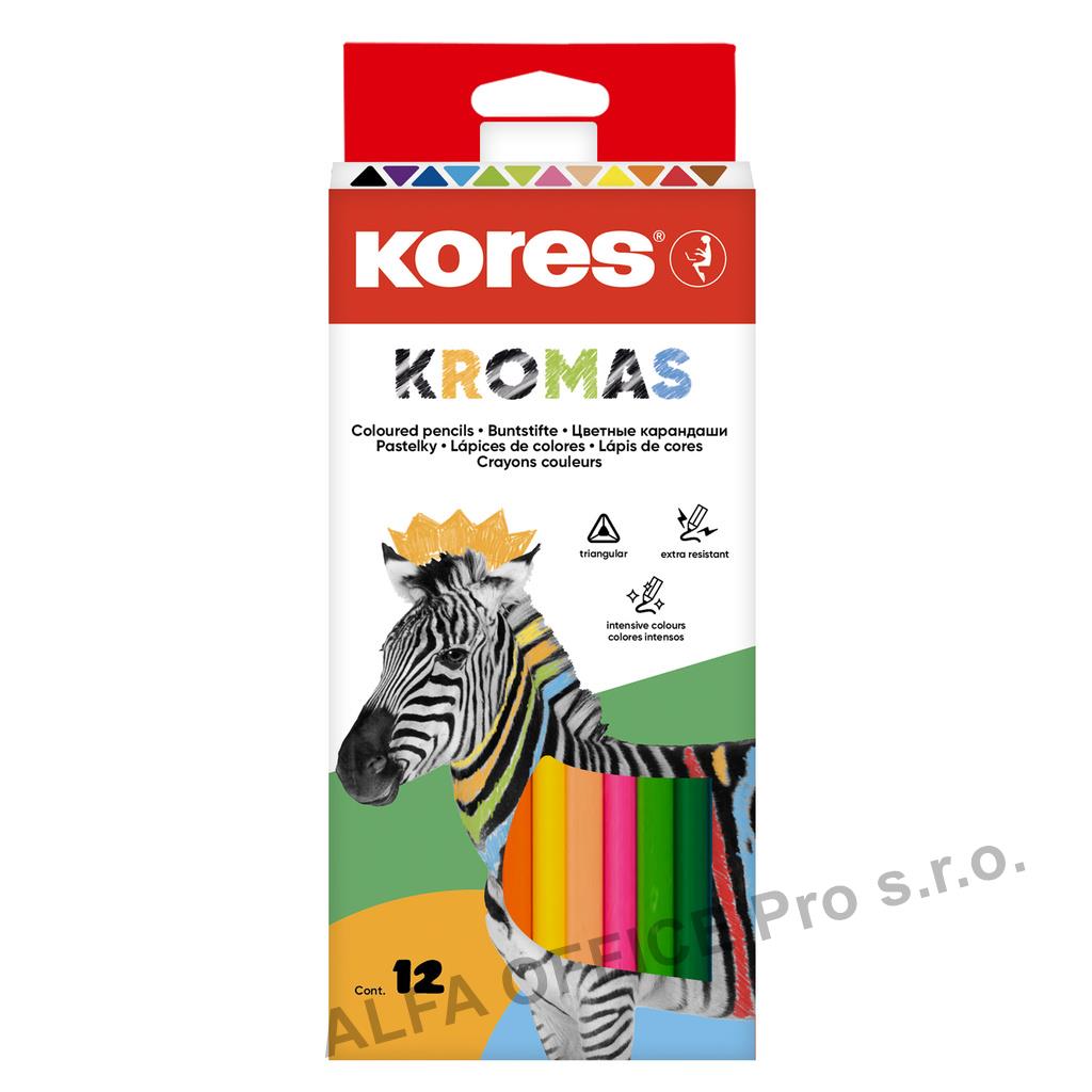Pastelky Kores Kromas trojhranné / 12 barev