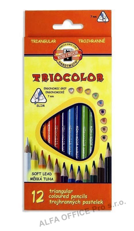 Pastelky Koh-i-noor Triocolor slabé / trojhranné / 12ks