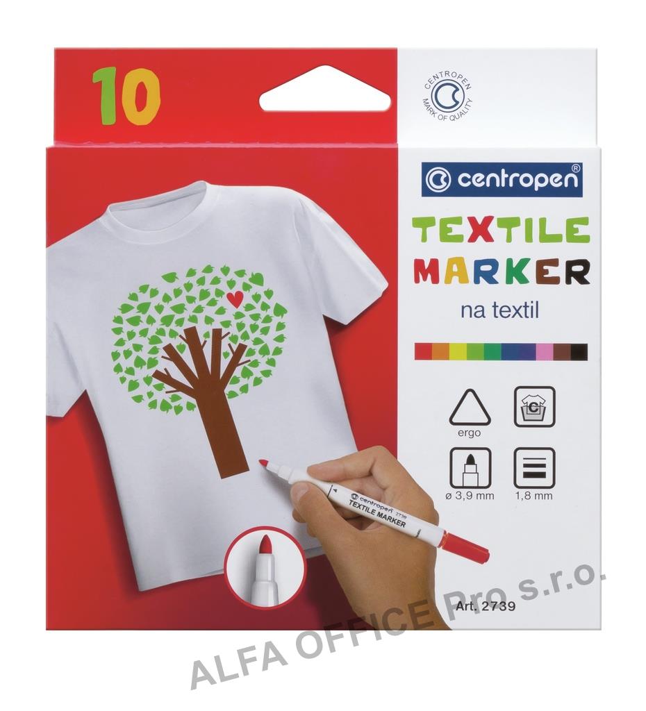 Značkovač Centropen 2739 na textil - sada 10 ks