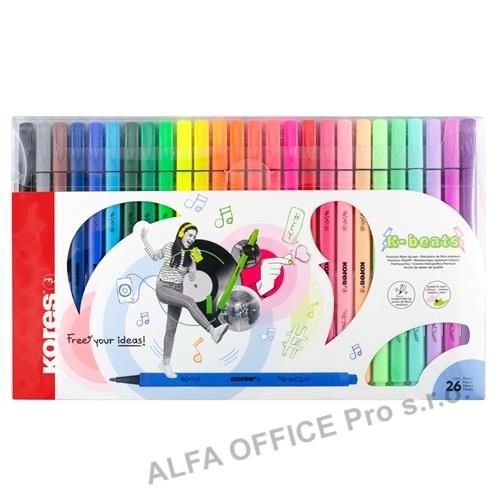 Popisovač Kores K-Beats - sada 26 barev / hrot M