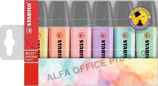 Zvýrazňovač STABILO® BOSS ORIGINAL PASTEL / sada 6 ks