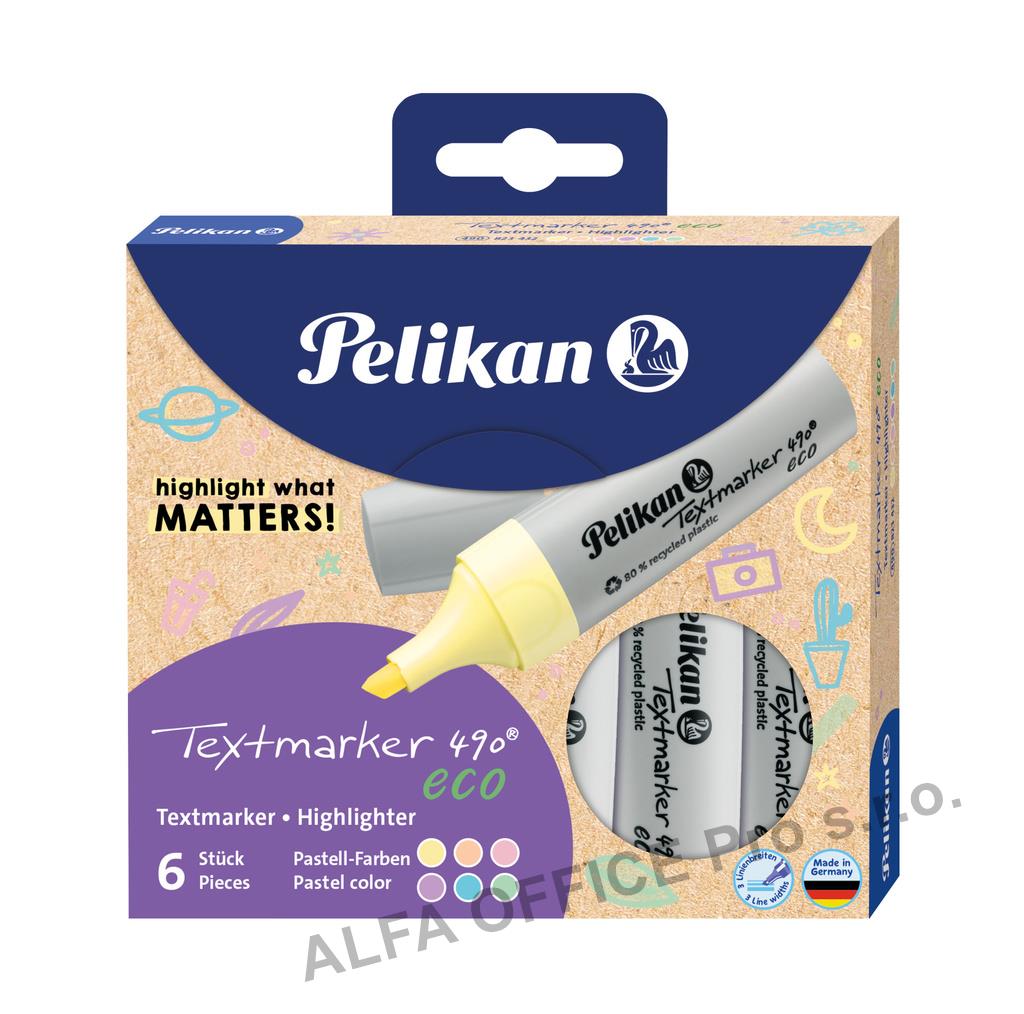 Zvýrazňovač Pelikan 490 ECO PASTEL / sada 6 ks