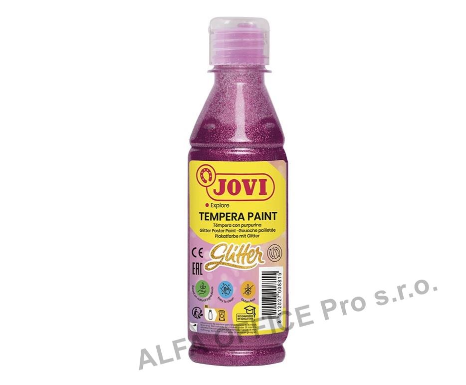 Tekuté temperové barvy JOVI PREMIUM v lahvi - 250 ml / glitr růžová
