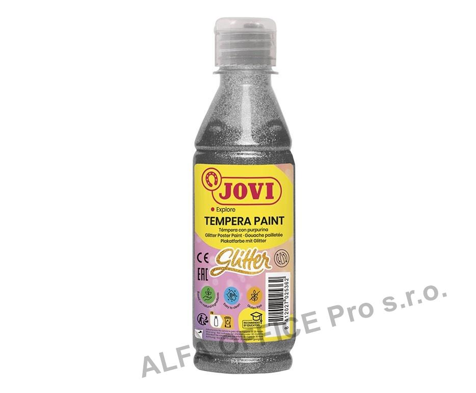 Tekuté temperové barvy JOVI PREMIUM v lahvi - 250 ml / glitr stříbrná