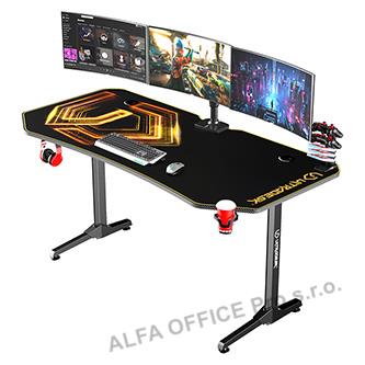 ULTRADESK Herní stůl FRAG XXL GOLD, 160 x 75 cm, 75 cm, držák nápojů a sluchátek
