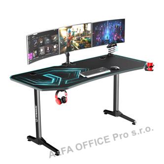 ULTRADESK Herní stůl FRAG XXL BLUE, 160 x 75 cm, 75 cm, držák nápojů a sluchátek