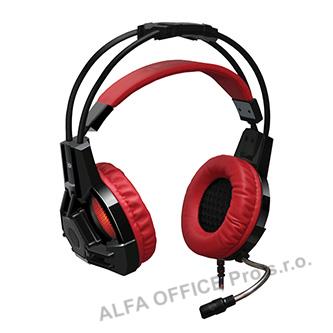 Defender Lester, herní sluchátka s mikrofonem, ovládání hlasitosti, černo-červen