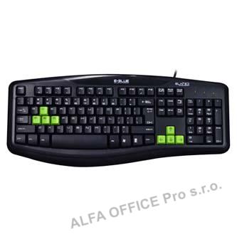 E-BLUE Elated, Klávesnice herní, odolná proti polití typ drátová (USB), černá, U